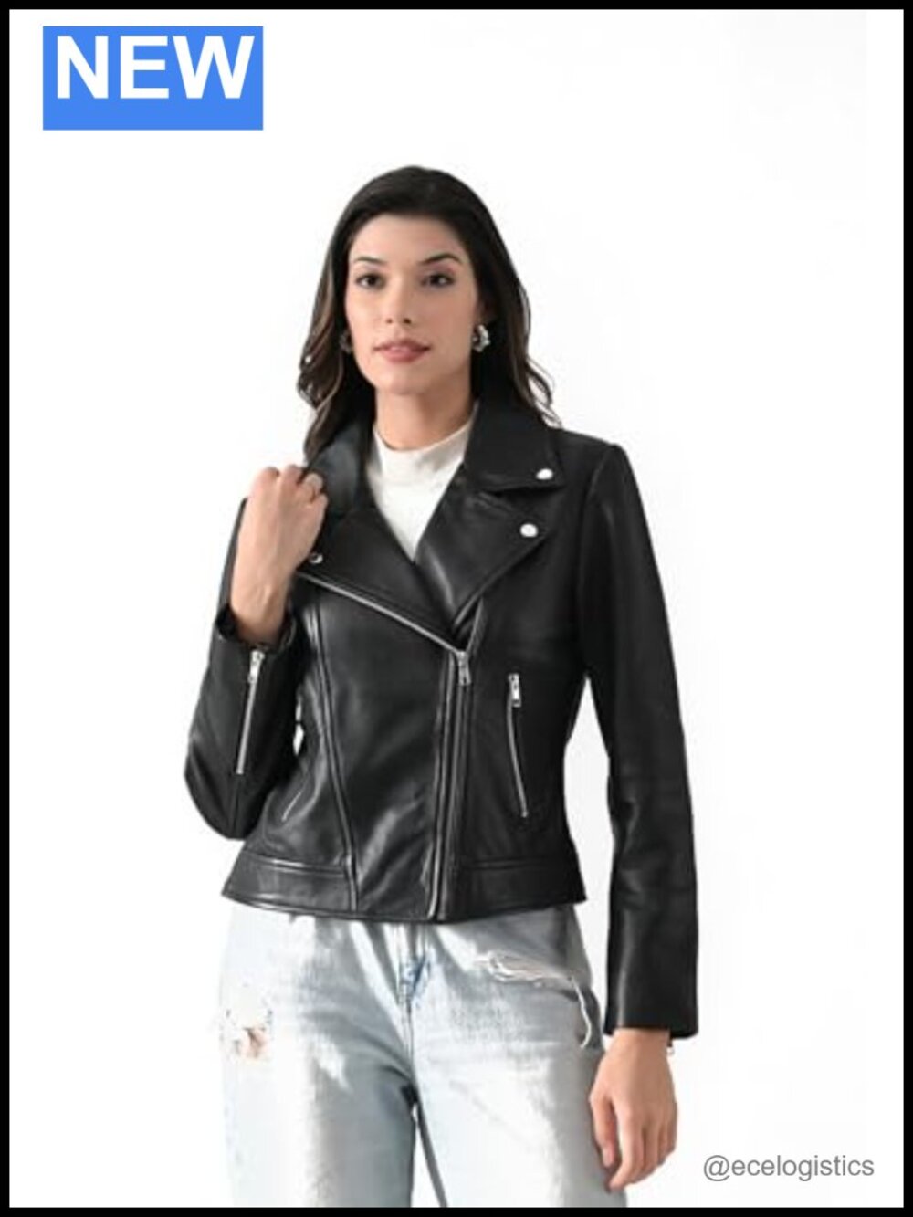 Genuine Leather Moto Crop Jacket Asymmetrical Zip Casual Streetwear Biker